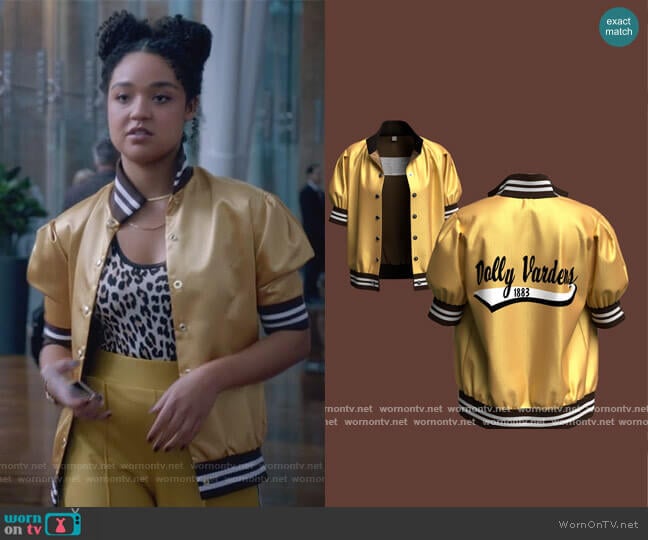 Dolly Varden Baseball Jacket by Six 20 worn by Kat Edison (Aisha Dee) on The Bold Type