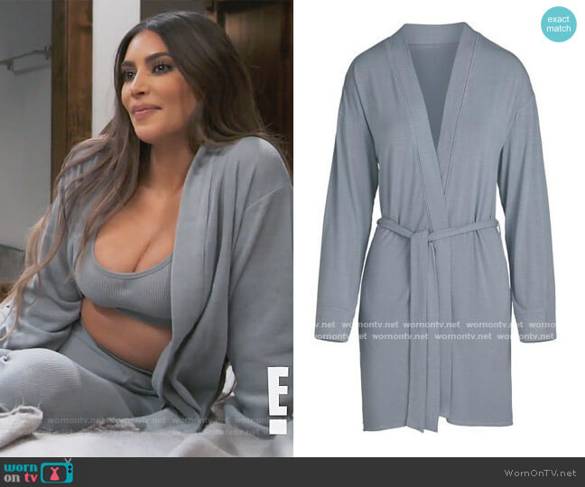 PJ Sleep Robe in Slate by Skims worn by Kim Kardashian  on Keeping Up with the Kardashians