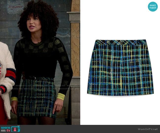 Topshop Boucle Check Skirt worn by Gina (Sofia Wylie) on High School Musical The Musical The Series