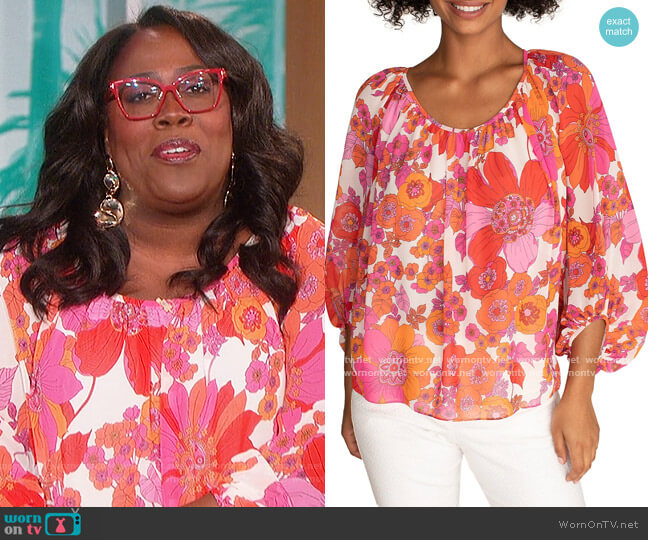 Tropicana Floral Top by Trina Turk worn by Sheryl Underwood on The Talk