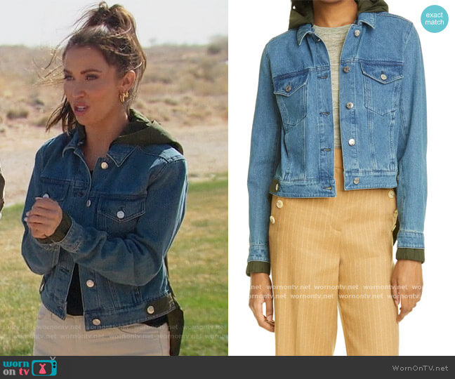 Shani Mixed Media Denim & Twill Jacket by Veronica Beard worn by Kaitlyn Bristowe on The Bachelorette worn by Kaitlyn Bristowe on The Bachelorette