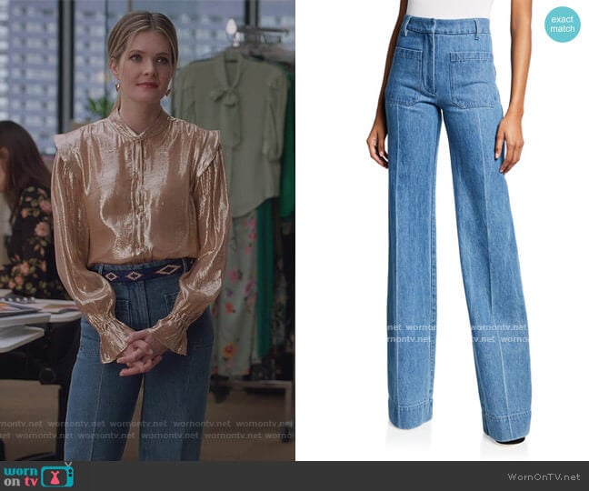 High-Rise Patch Pocket Denim Jeans by Victoria Beckham worn by Sutton (Meghann Fahy) on The Bold Type