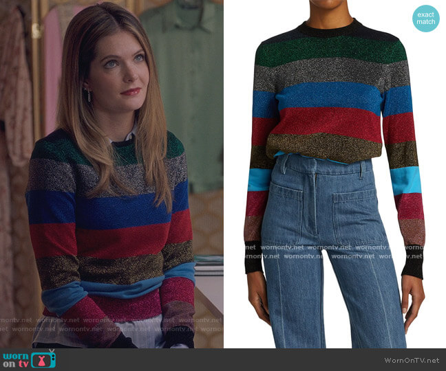 Striped cotton-blend Lurex sweater by Victoria Beckham worn by Sutton (Meghann Fahy) on The Bold Type