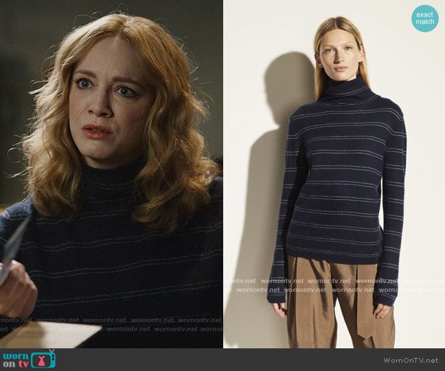 Boiled Cashmere Striped Fitted Turtleneck by Vince worn by Beth Boland (Christina Hendricks) on Good Girls