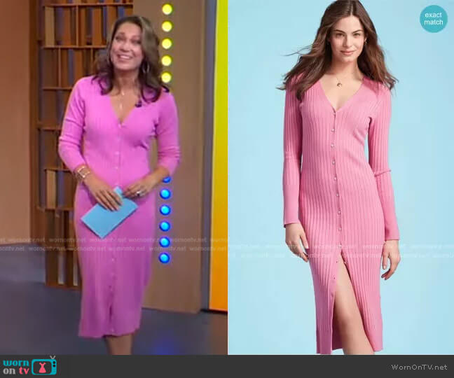 Wide Rib Duster Cardigan by 525 America worn by Ginger Zee  on Good Morning America