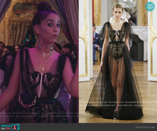 Nina Dress by YolanCris worn by Rebeca (Claudia Salas) on Elite