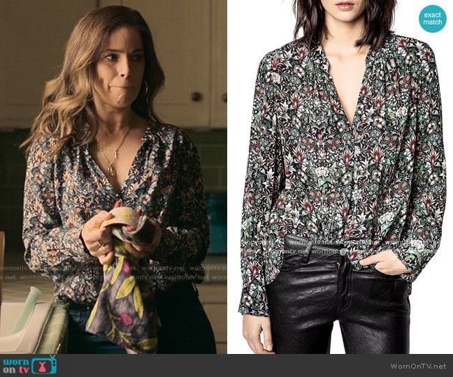 Zadig & Voltaire Tink Kaleido Floral Top worn by Isabel Salazar (Ana Ortiz) on Love Victor