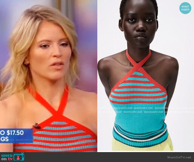 Stripe Halter Neck Top by Zara worn by Sara Haines on The View