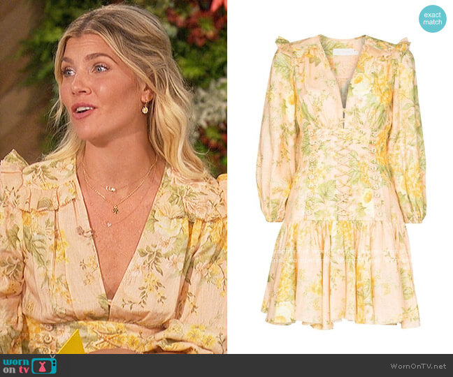 Amelie floral-print dress by Zimmermann worn by Amanda Kloots on The Talk