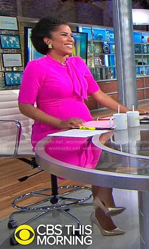 Adriana Diaz's pink tie neck dress on CBS This Morning