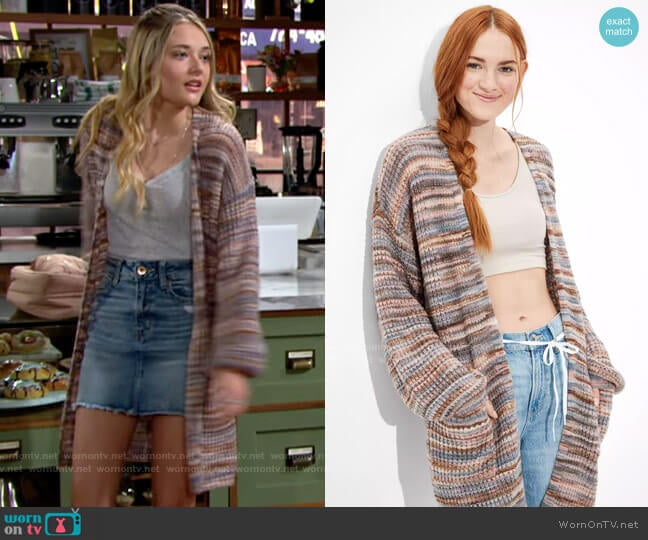 AE Oversized Dreamspun Cardigan worn by Faith Newman (Reylynn Caster) on The Young and the Restless