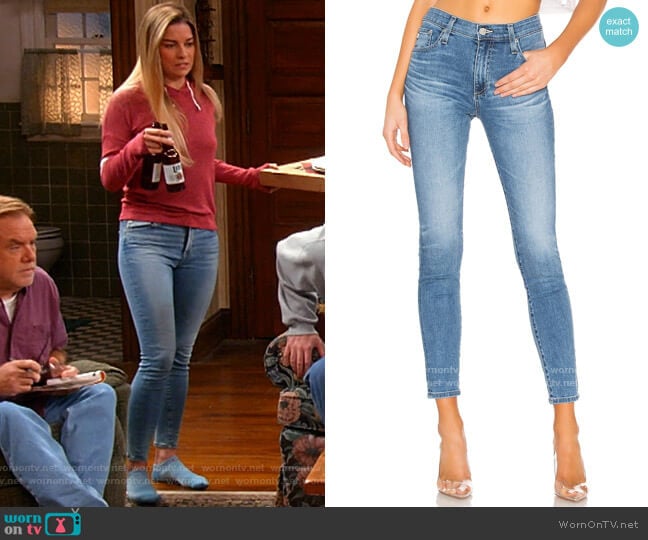 AG Adriano Goldschmied Farrah Skinny Jeans worn by Allison (Annie Murphy) on Kevin Can F**k Himself