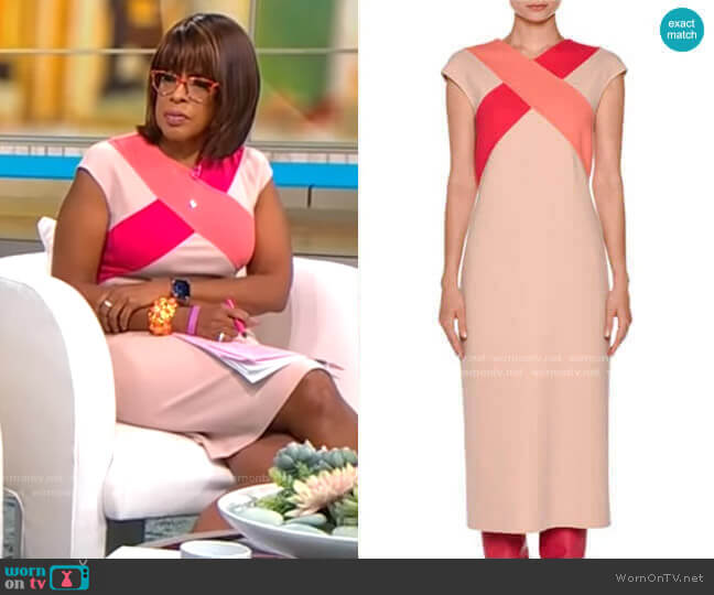 Cross-Front Cap-Sleeve Dress by Agnona worn by Gayle King  on CBS Mornings