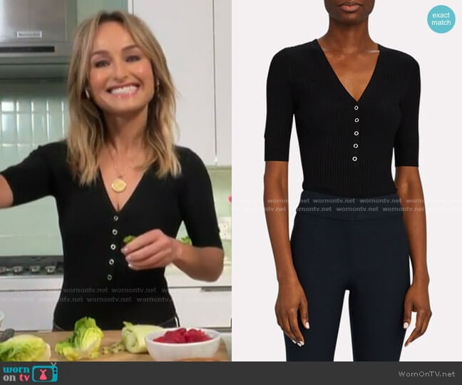 Toni Rib Knit Henley Bodysuit by A.L.C. worn by Giada De Laurentiis on Today