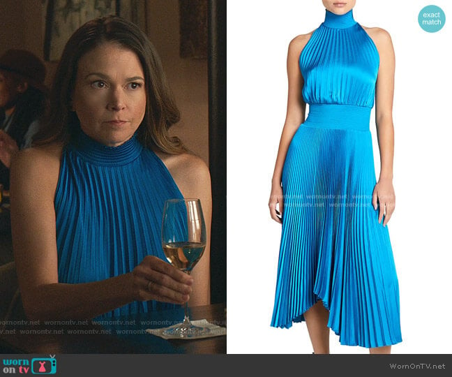 Renzo Pleated Midi Dress by A.L.C. worn by Liza Miller (Sutton Foster) on Younger