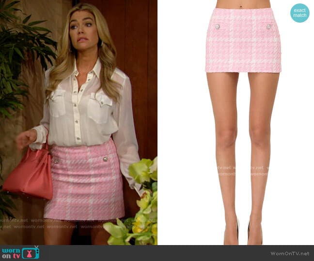 Alessandra Rich Tweed Button Mini Skirt with Crystals worn by Shauna Fulton (Denise Richards) on The Bold and the Beautiful