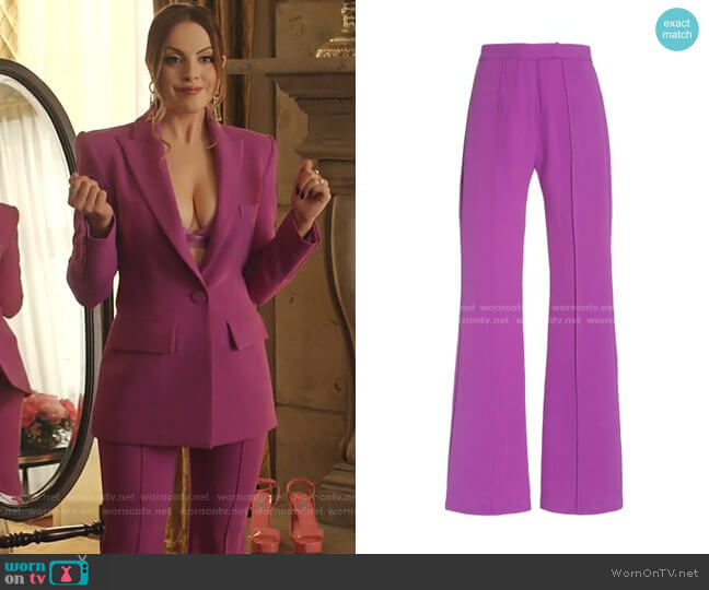 Rene Stretch Crepe Flared Trousers by Alex Perry worn by Fallon Carrington (Elizabeth Gillies) on Dynasty