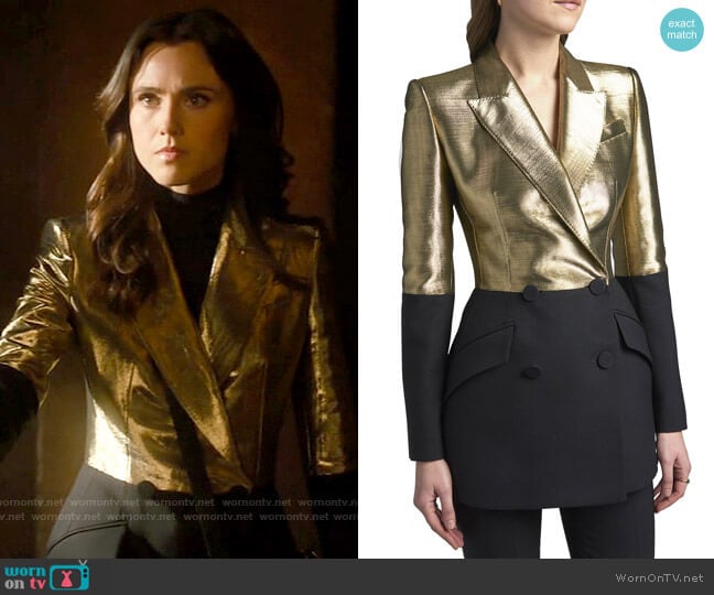 Alexander McQueen Bicolor Double-Breasted Blazer worn by Abigael Jameson-Caine (Poppy Drayton) on Charmed