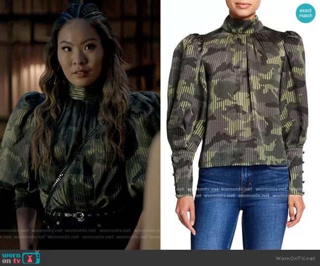 Alice + Olivia Winslet Camouflage Blouse worn by Mary Hamilton (Nicole Kang) on Batwoman