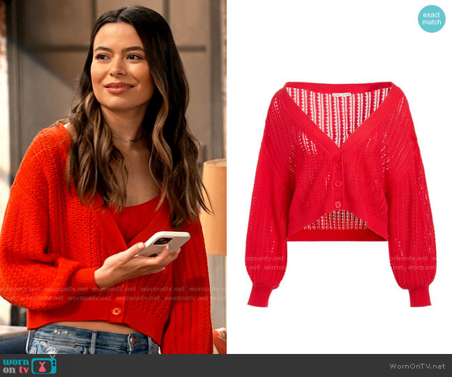 Alice + Olivia Winsor Slouchy Cardigan worn by Carly Shay (Miranda Cosgrove) on iCarly