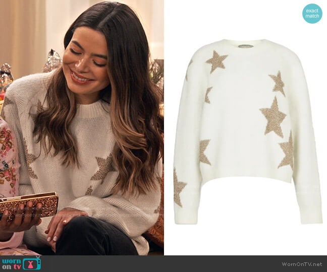 All Saints Metallic Star Alpaca & Wool Blend Sweater worn by Carly Shay (Miranda Cosgrove) on iCarly