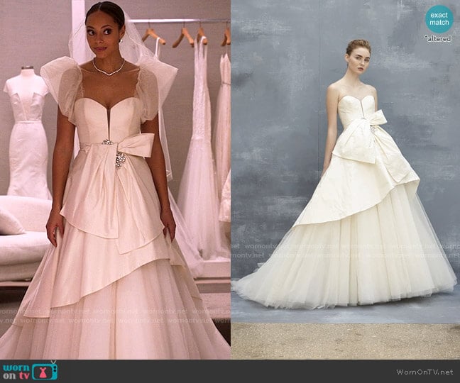 Amsale Pierce Gown worn by Whitney Green (Amber Stevens West) on Run the World