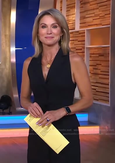 Amy’s black sleeveless button front dress on Good Morning America