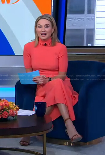 Amy’s orange turtleneck ribbed dress on Good Morning America