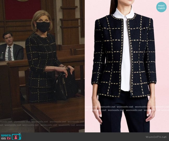 Tweed Jacket by Andrew Gn worn by Diane Lockhart (Christine Baranski) on The Good Fight