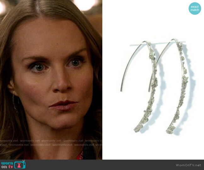 Anjas Arts Crushed Pyrite 14k Yellow Gold Fill Threader Earrings worn by Miss Jenn (Kate Reinders) on High School Musical The Musical The Series