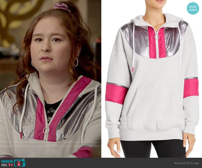 Aqua Half-Zip Hooded Fleece Sweatshirt worn by Ashlyn (Julia Lester) on High School Musical The Musical The Series