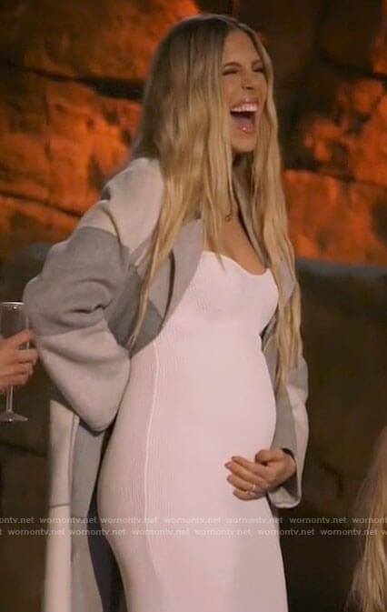 Ashley's white pregnancy reveal dress on The Hills New Beginnings