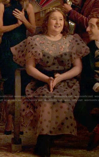 Ashlyn's polka dot puff sleeve dress on High School Musical The Musical The Series