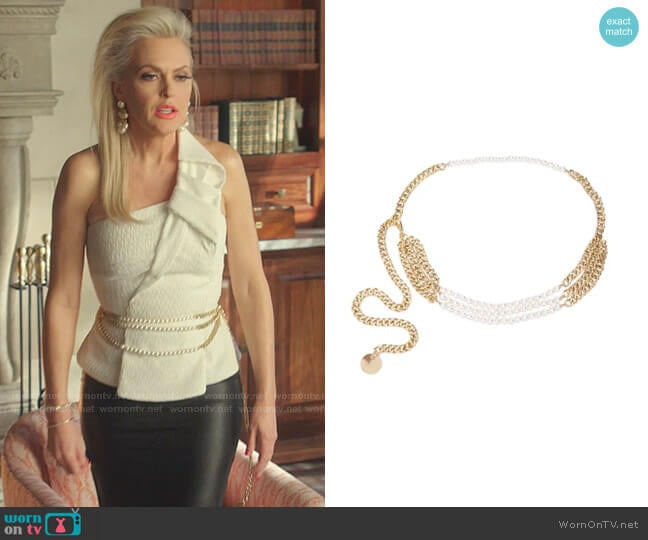 Pearl-Embellished Chain Belt by B-Low The Belt worn by Alexis Carrington (Elaine Hendrix) on Dynasty