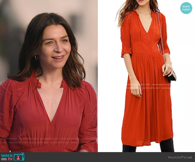 Posita Midi Dress by Ba&Sh worn by Amelia Shepherd (Caterina Scorsone) on Greys Anatomy