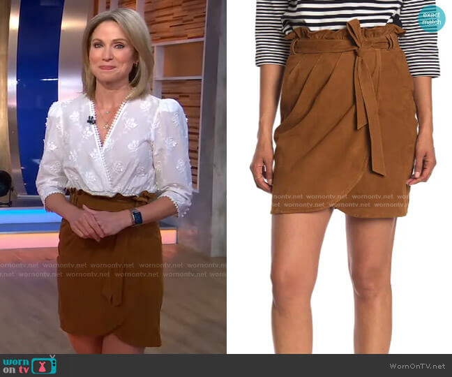 Sun Suede Cross Front Skirt by Ba&Sh worn by Amy Robach on Good Morning America