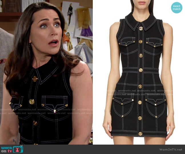 Balmain Denim Short Dress worn by Quinn Fuller (Rena Sofer) on The Bold and the Beautiful