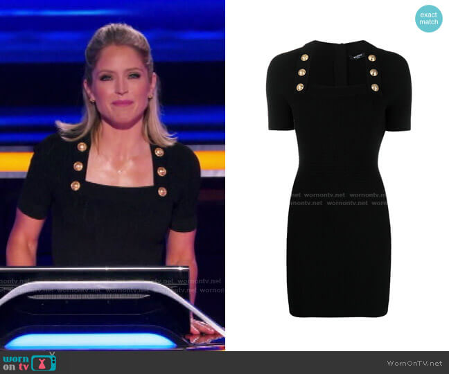 Square Neck Fitted Dress by Balmain worn by Sara Haines on The Chase