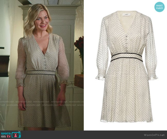 Polka Dot Velvet-Trim Dress by Ba&Sh worn by Stephanie Borden (Kylee Evans) on Good Witch