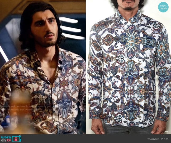 Bia Boro Linen Shirt in Persi Paisley worn by Behrad Tarazi (Shayan Sobhian) on Legends of Tomorrow