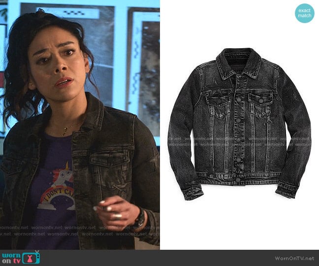 Girls' Star Patches Denim Jacket by Blank NYC worn by Ella Lopez (Aimee Garcia) on Lucifer