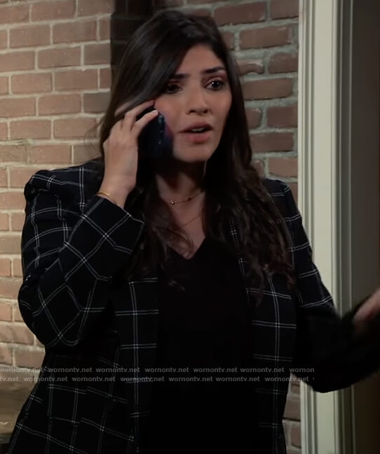 Brook Lynn’s black windowpane blazer on General Hospital