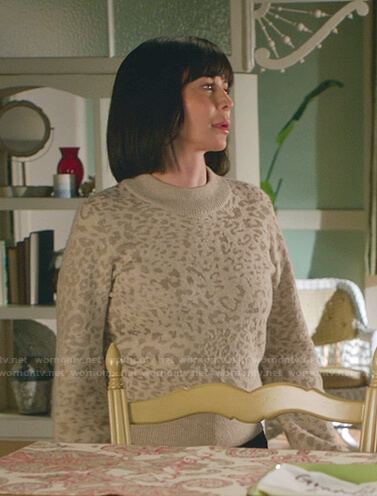 Cassie’s beige leopard sweater on Good Witch