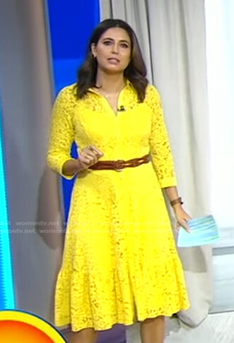 Cecilia's yellow lace shirtdress on Good Morning America