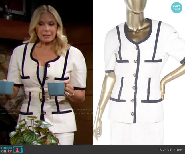 Chanel Vintage Linen Skirt Set worn by Brooke Logan (Katherine Kelly Lang) on The Bold and the Beautiful