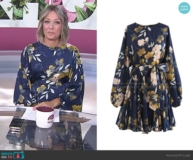 Floral Printed Bubble Sleeves Dress by Chic Wish worn by Dylan Dreyer on Today