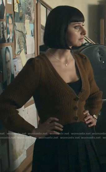 Chrissy's mustard cropped cardigan on Superman and Lois