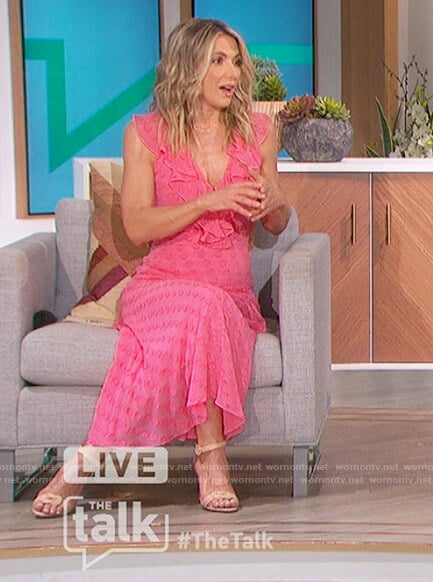 Debbie Matenopoulos’s pink polka dot dress on The Talk