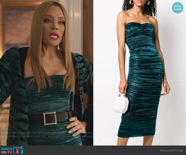 Longuette Dress in Lamé Satin by Dolce & Gabbana worn by Dominique Deveraux (Michael Michele) on Dynasty