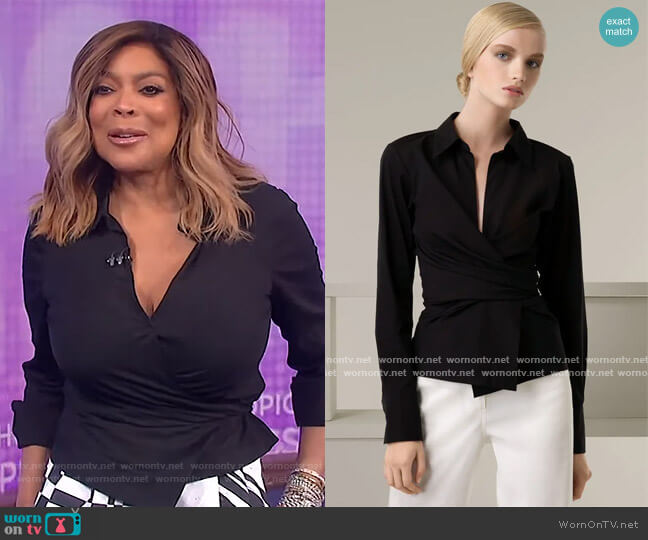 Stretch Wrap Shirt by Donna Karen worn by Wendy Williams on The Wendy Williams Show